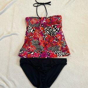 Floral tankini top, 24th and Ocean, size medium, Jag bottom size large